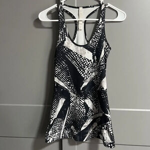 Lululemon Womens Cool Racerback Static Mist Tank Top Black/White Size 4